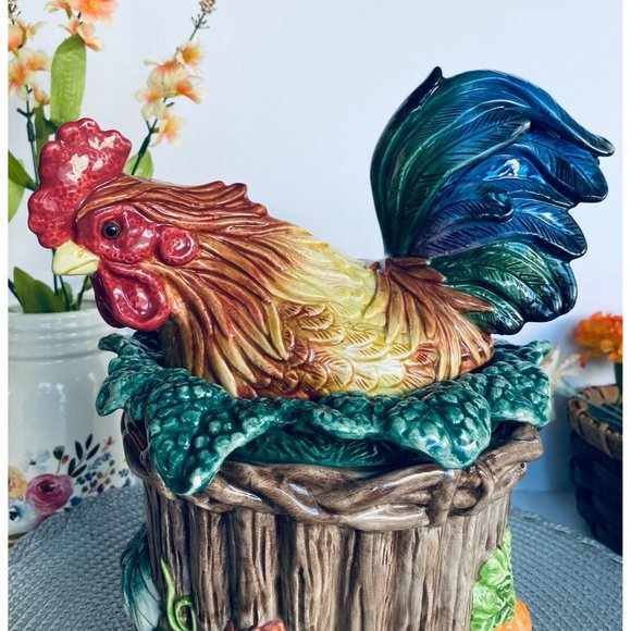 Fitz and Floyd,  Fitz & Floyd Classic Rooster canister Cookie Jar vintage, mint - Picture 12 of 16